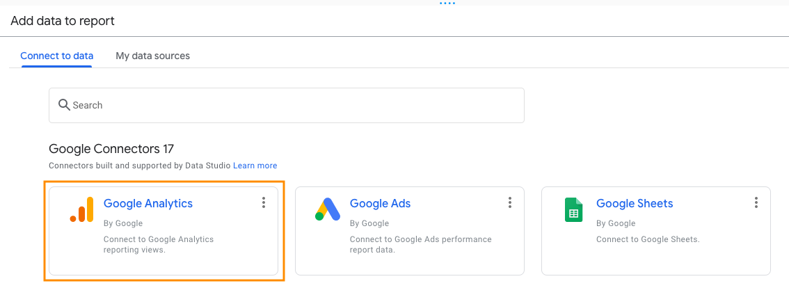 Data Studio - Add data to report