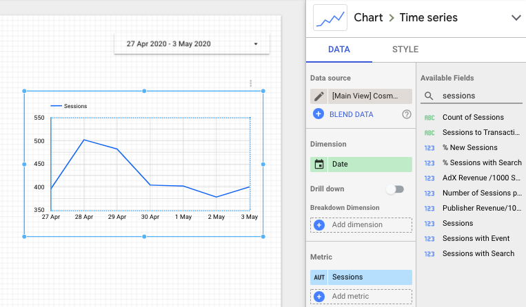 Data Studio - Metrics and Dimensions