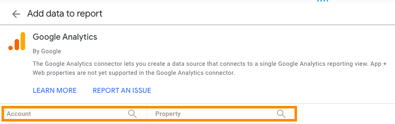 Data Studio - Add Google Analytics Property