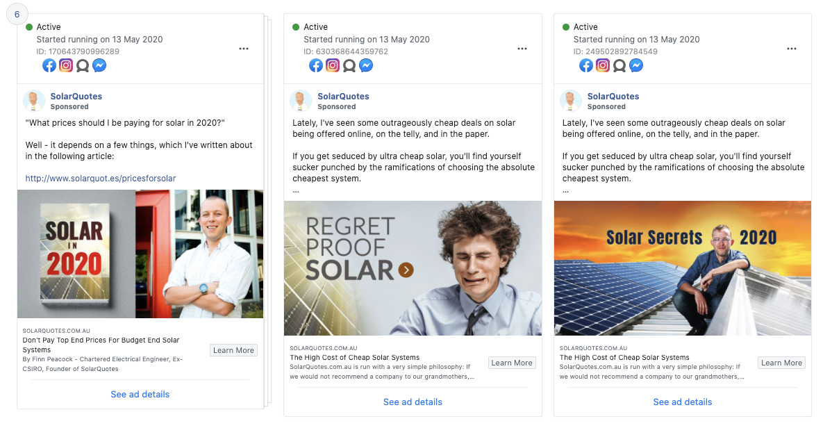 SolarQuotes Social Advertising