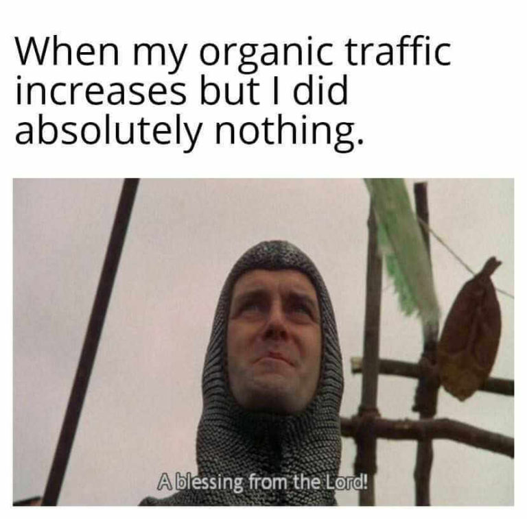 When my organic traffic increases but I did absolutely nothing. A Blessing from the Lord. SEO meme