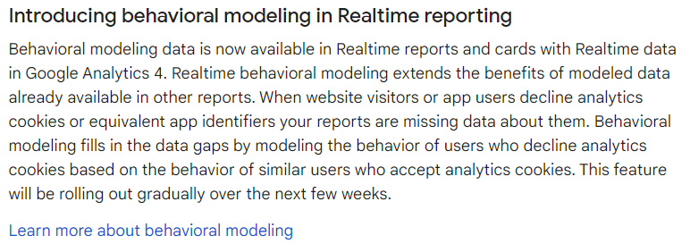 Behavioural Modelling In GA4 Real-time Reporting