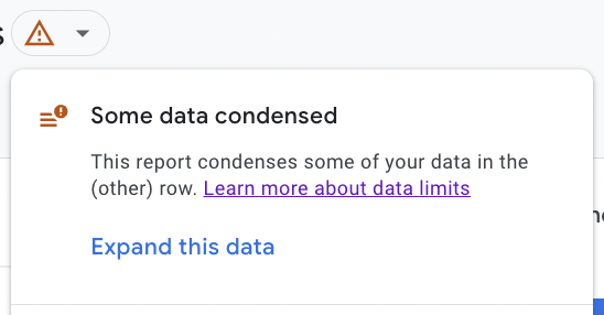 Some data condensed in GA4