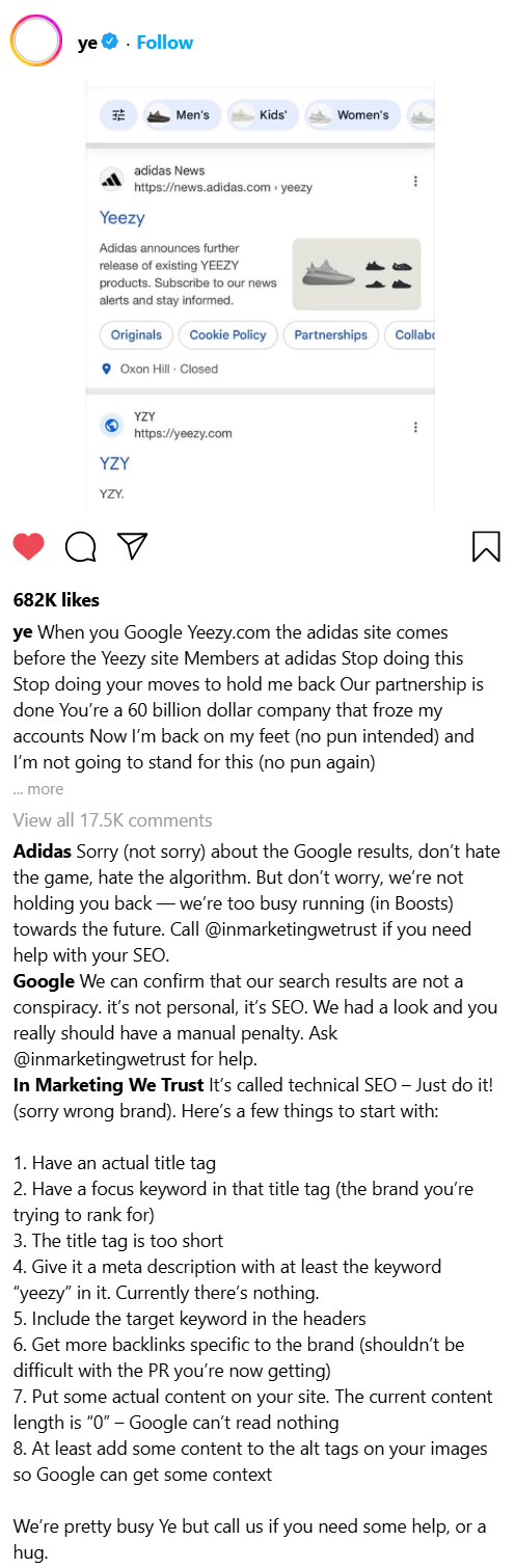 SEO exchange with Kanye West