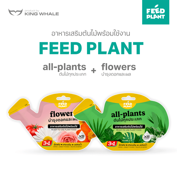 FEED PLANT (สูตร All-Plants/ Flowers) เซ็ตคู่จิ้นอาหารเสริมสําหรับบํารุง ไม้ ดอก+ไม้ใบทุกชนิด