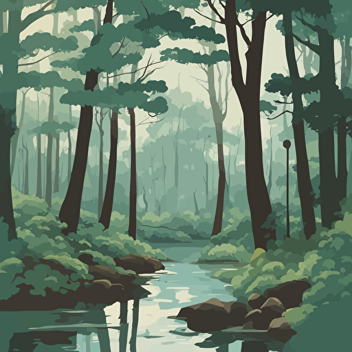 a forest with a river