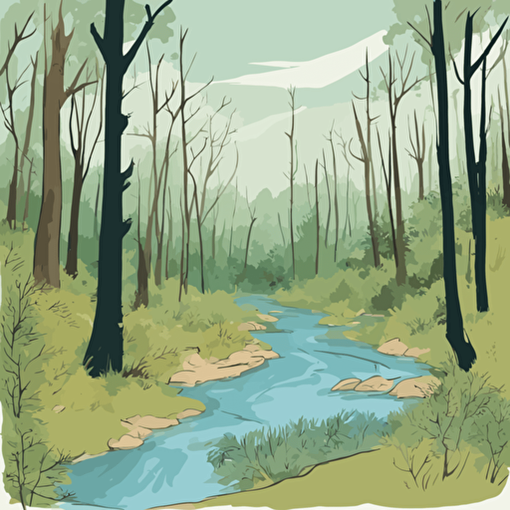a forest with a river