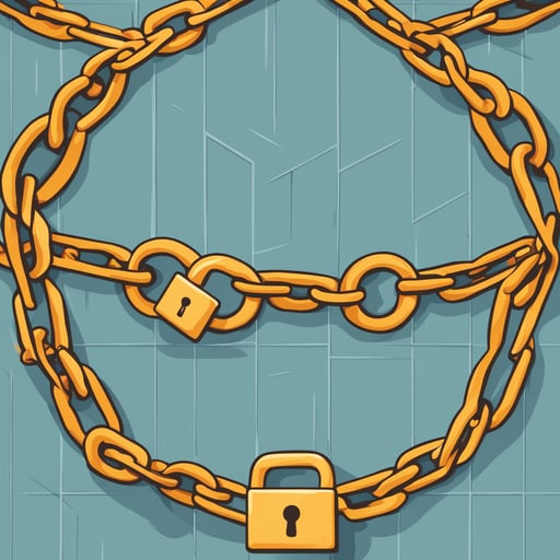 a screen locked in chains