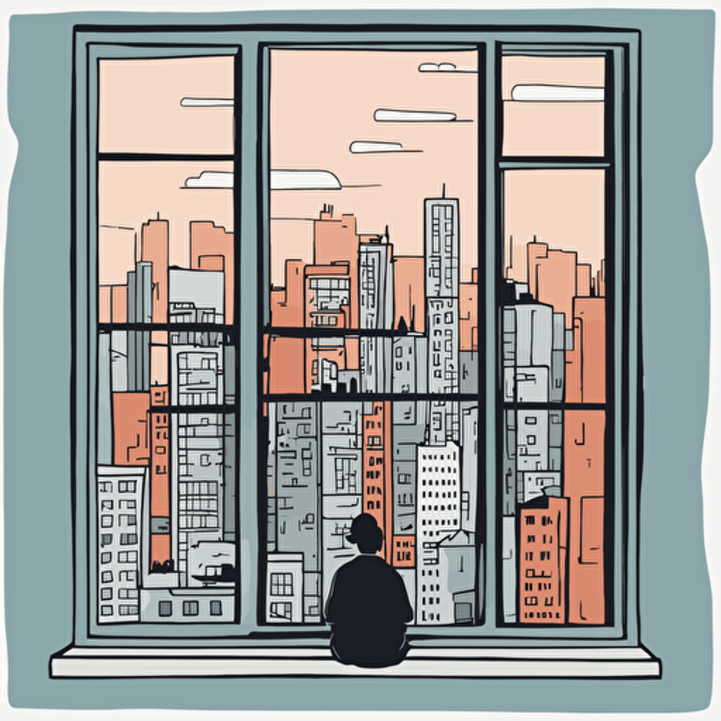 a window with a view of a city