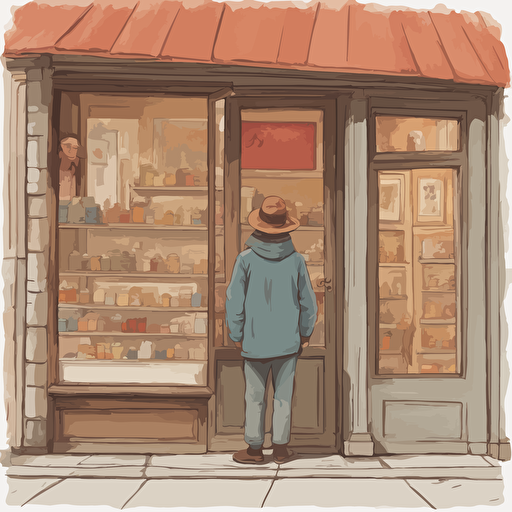 a person standing in front of a store