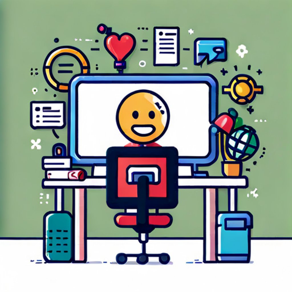 a computer screen with large emojis coming out of it