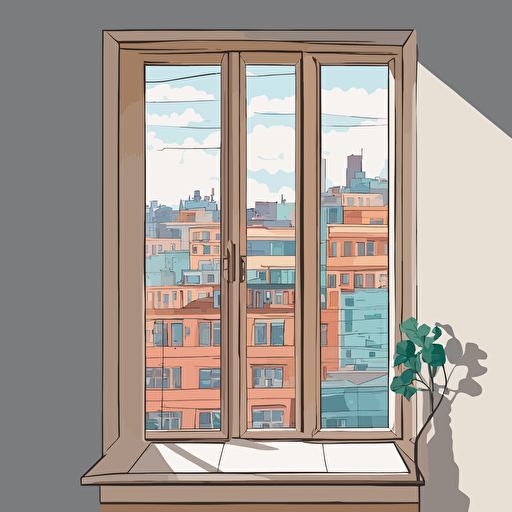 a window with a view of a city