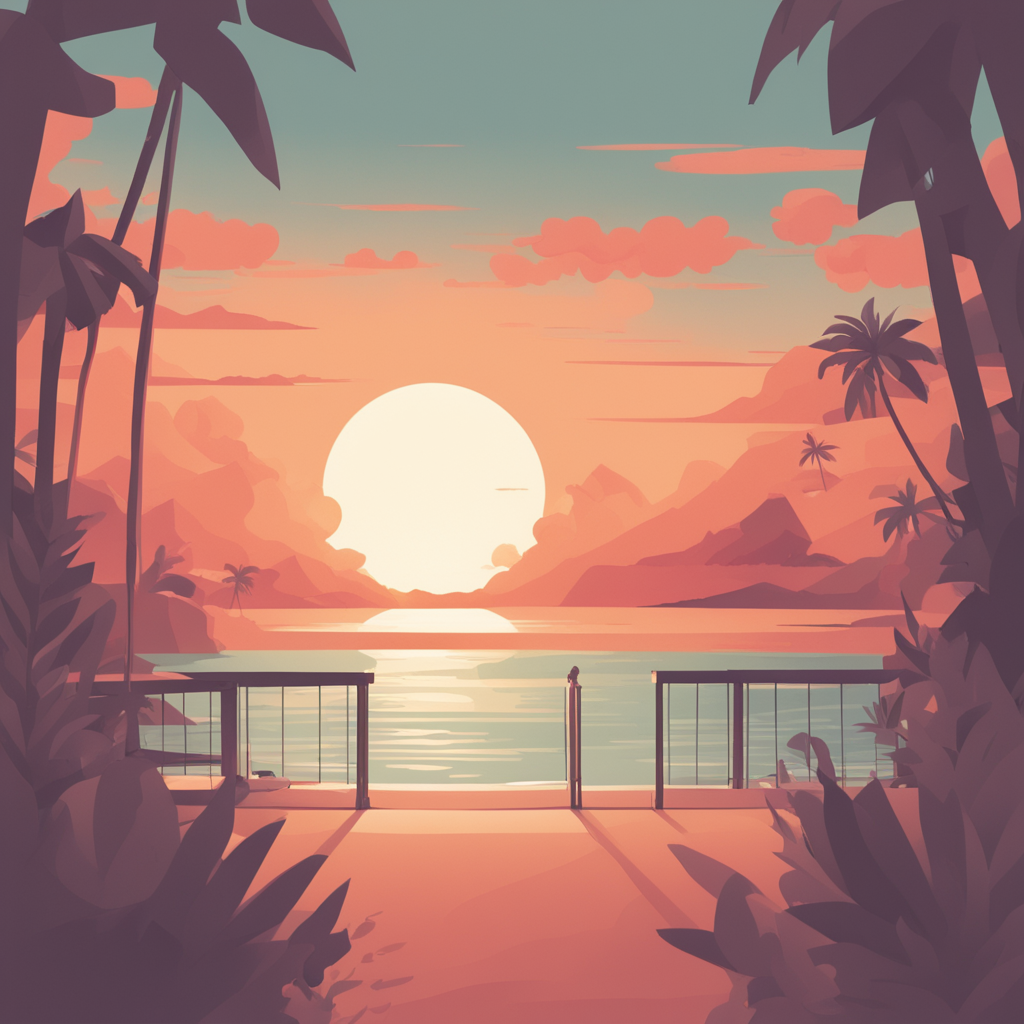 a sunsetting over a beach