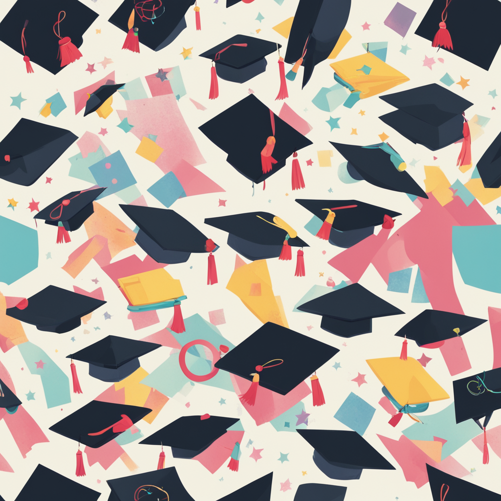 graduations hats in the air