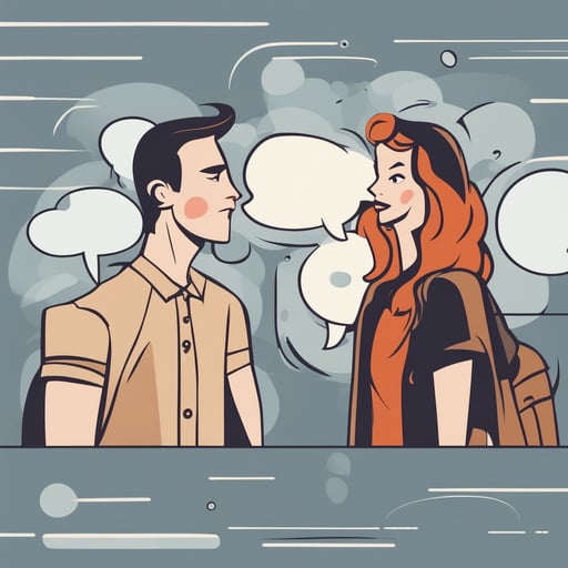 two people talking with chat bubbles