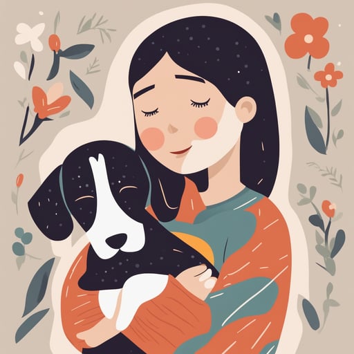 a person hugging a dog