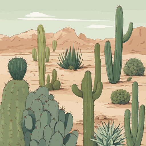 a collection of cacti in the desert