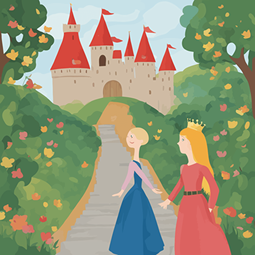 a princess standing in front of a castle