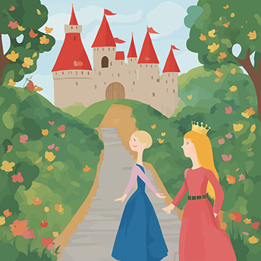 a princess standing in front of a castle