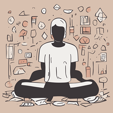 a person meditating with shapes coming out of their head