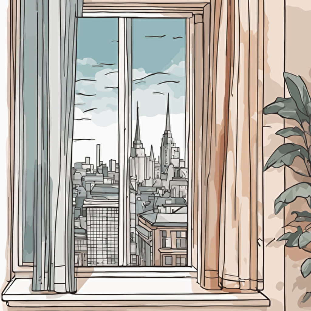 a window with a view of a city