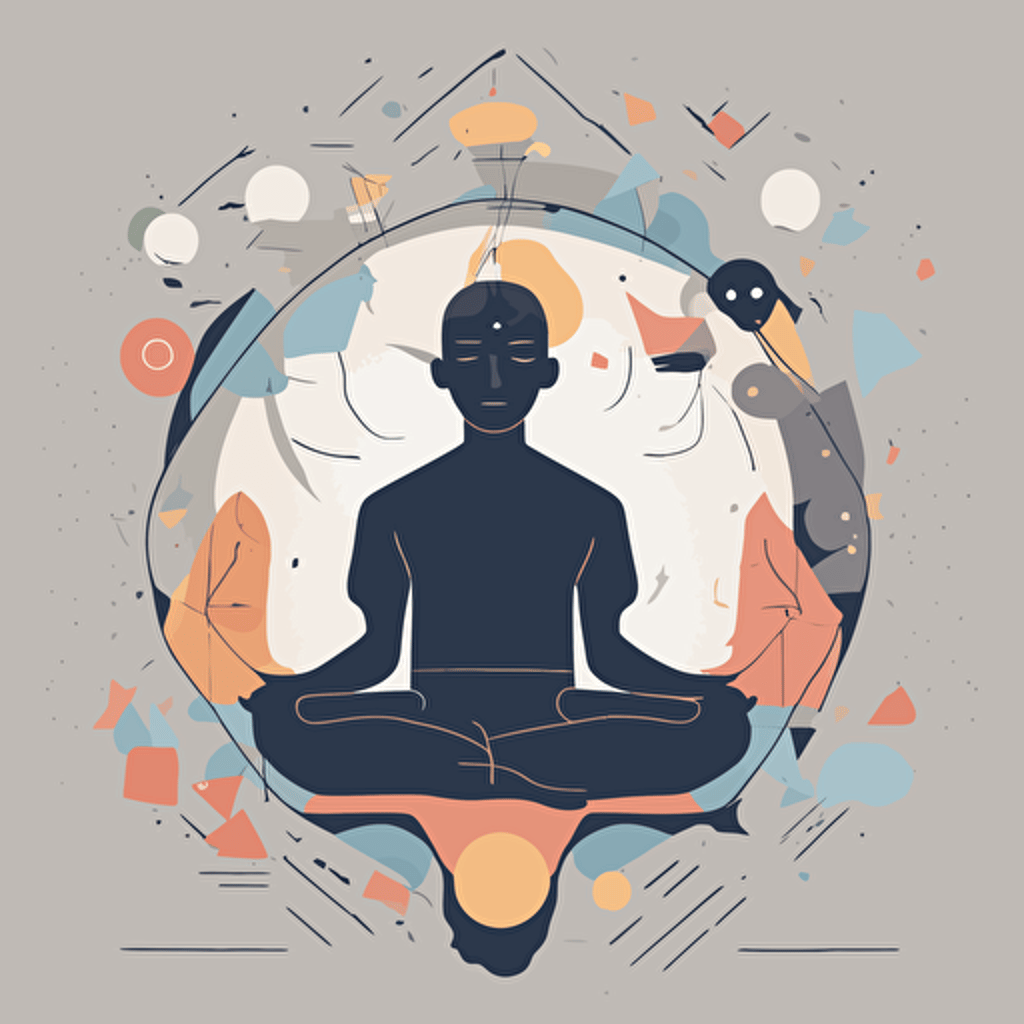 a person meditating with shapes coming out of their head