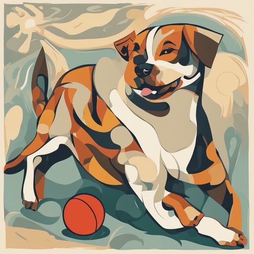 a dog playing with a ball