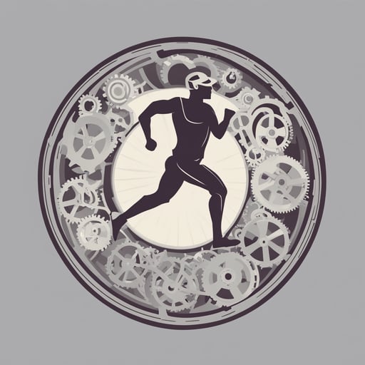 a man running in a cog wheel