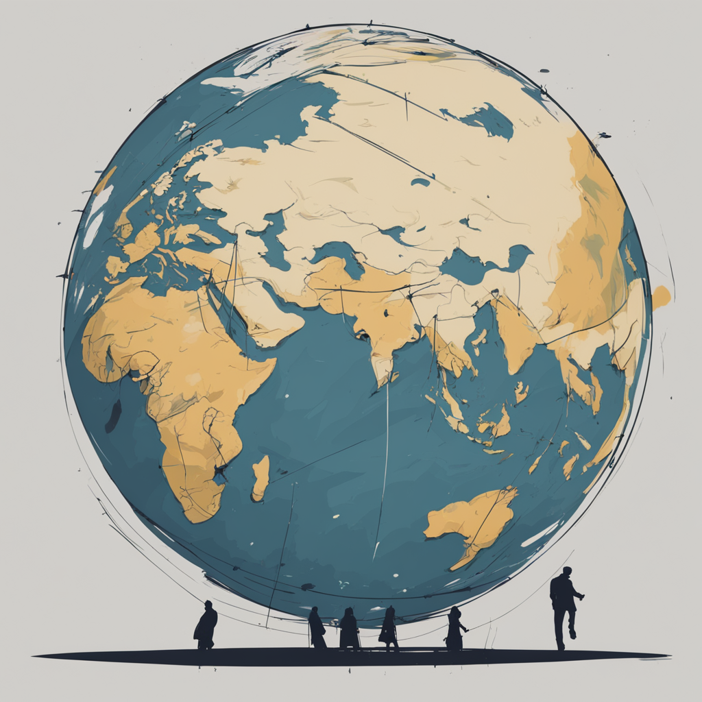 people with a large globe