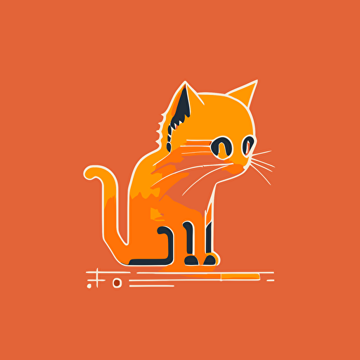 orange themed icon, cat, developer, minimalist, vector