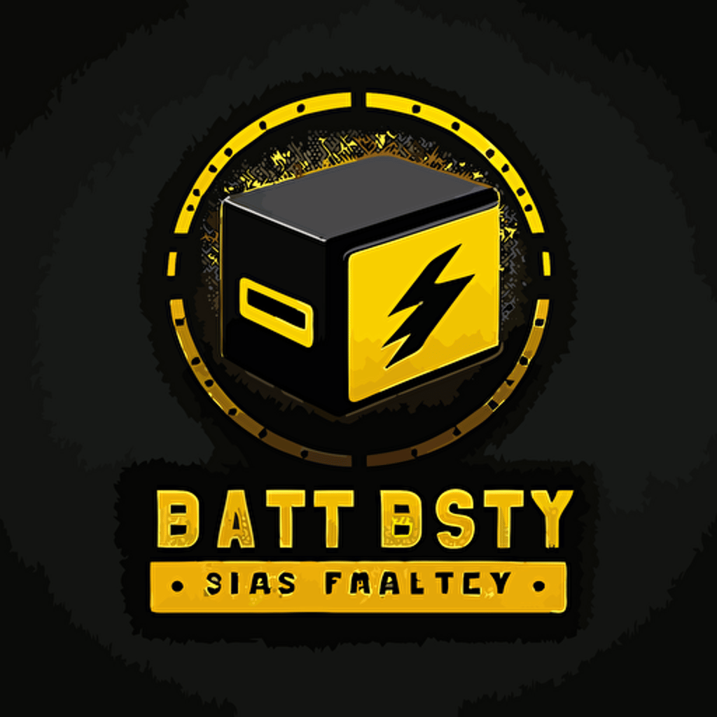 logo for safety deposit boxes, yellow and black, power, electricity, electrified, simple vector