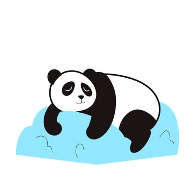 a panda sleeping on a rock