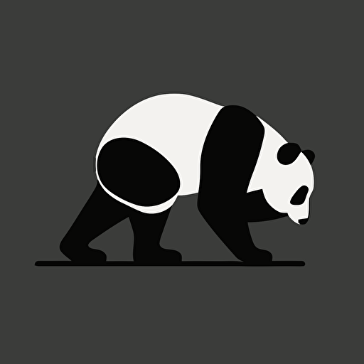 an abstract panda icon. Panda in downward dog pose. Behind angle. Black and white vector. Minimal. Simple. Clean. No detail. No texture. Abstract. Basic.
