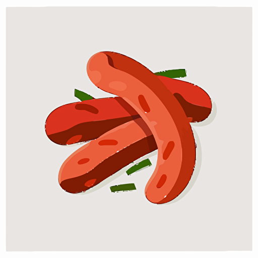 flat minimalist vector illustration of sausages a white background