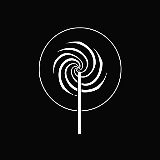 iconic logo of lollipop, minimal, design, white vector in black background