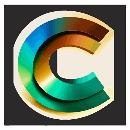 logo C, connection, minimalist, gradient blue to green, vector sticker, cybernetic letter c, flat colors, golden black white, white background, the C programming language, futuristic logo, minimalistic, paper cutout, shiny cyber security inspired, hdr, realism