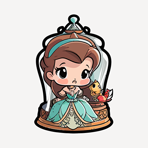 Disney princess Bell chibi sticker style transparent background vector