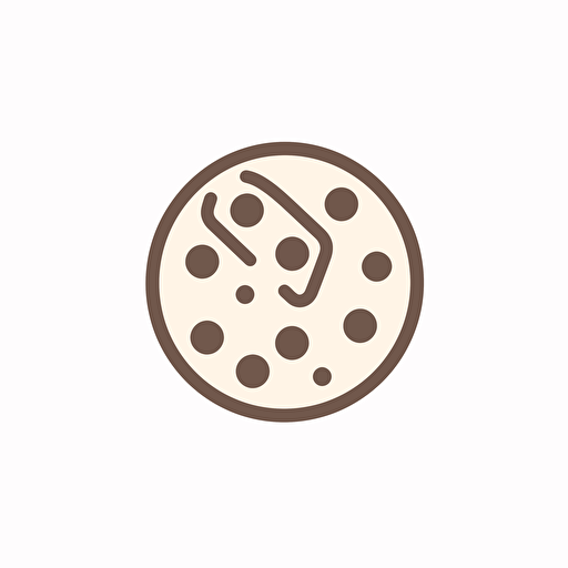 a vector logo of a circular chocolate chip cookie, 2d, one color, cube shaped chips, thick stroke outline