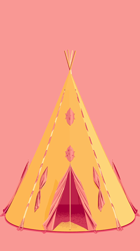 illustration, vector, stretch tent in style of wes anderson pink background