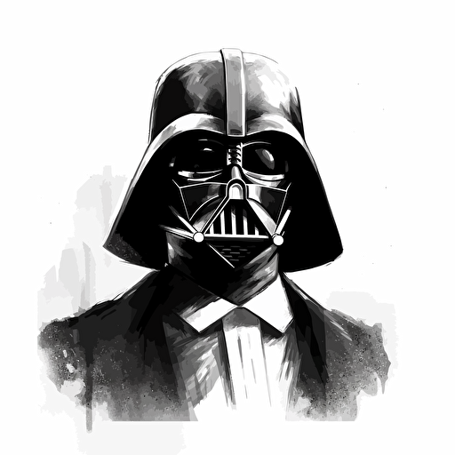 draw black white dark vader , with gentelman style vector art v5