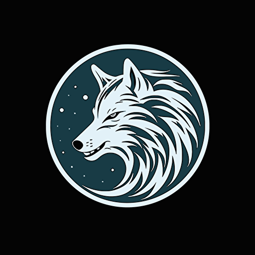 circle moon logo of a wolf head, vector, minimalistic