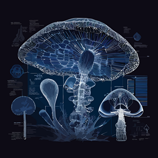 vector mushroom xray and blueprint