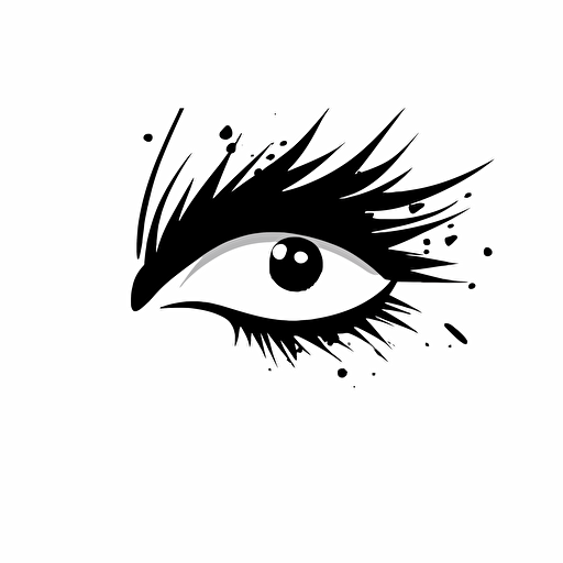 abstract iconic logo of a cartoon eye with questionmarks as lashes , black vector, white background
