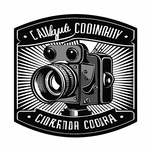 logo for film camera vector design black and white