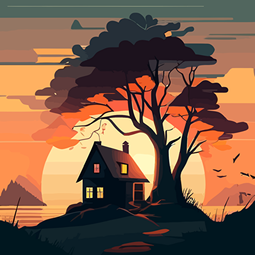 vector beautful home sun rise 1920 x 1080