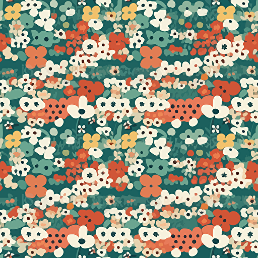 Cute vector wallpaper of tiny flowers, modern + geometric + abstract