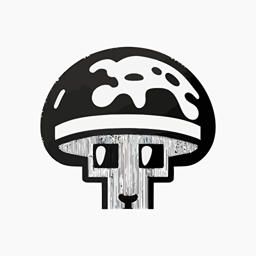 black and white vector logo of a minimalistic face with a mushroom head for a modern, futuristic, simple tech company