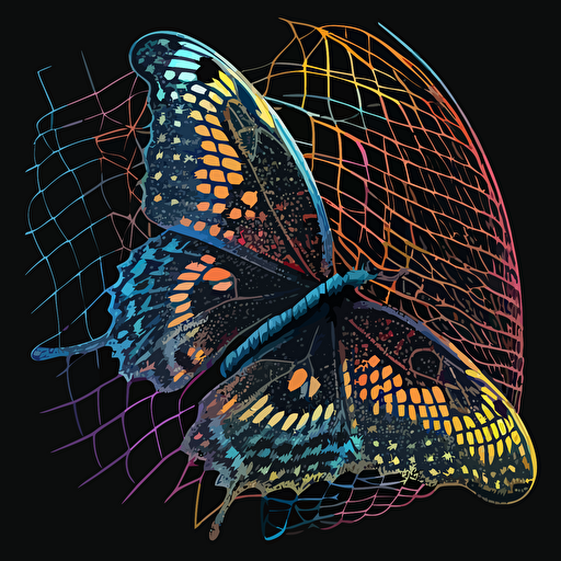 butterfly net vectorial style, limited 3 color