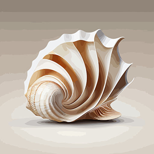 sea shell, white, scheme, medium contrast, no burn highlights, flat white background, octane render, v-ray , vector art,