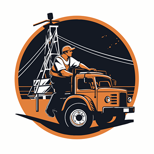 a flat vector logo of a lineman bucket truck